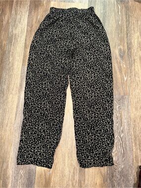 Black Floral Wide-Leg Pants